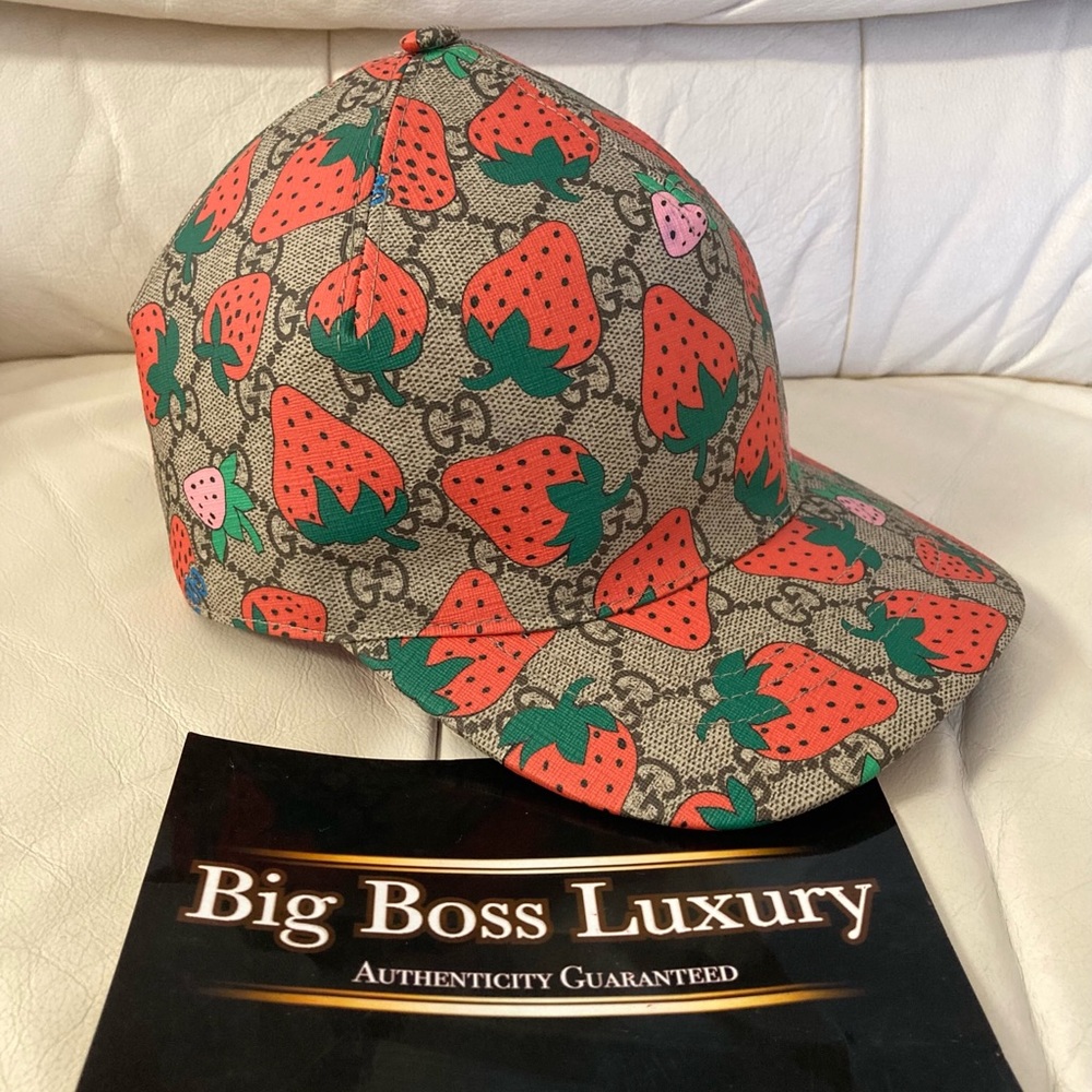 Authentic Gucci cap strawberry prints